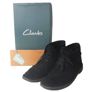 【中古】 Clarks クラークス メンズ デザートブーツ スェード ブラック 箱、冊子 8・1/2 F 約27.5~28cm NT Bランク