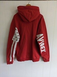 AVIREX スウェット パーカー レッド　XL　アヴィレックス　プルオーバー フーディー HOODIE　オーバーサイズ