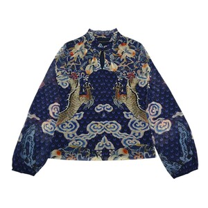 00s Vivienne Tam DRAGON CHINESE MESH SHIRT TOP ヴィヴィアン タム 龍 ドラゴン チャイナ シャツ カットソー 90s archive vintage buddha