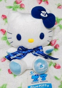 値下げ！15年以上前 2007年 非売品 a-nation コラボ ブルー キティ ぬいぐるみ 未使用・タグ付き white×Blue テディベア風 Hello Kitty 