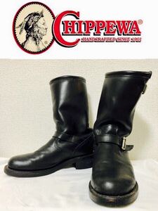  正規 CHIPPEWA エンジニアブーツ ブラック チペワ USA製 9E★