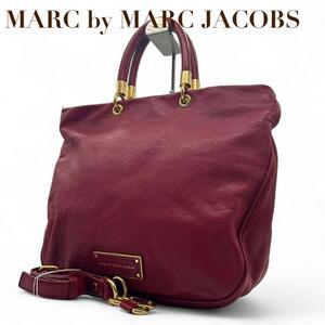 極美品!! MARC BY MARC JACOBS マークバイ マークジェイコブス 赤 トートバッグ s32 レザー 2way ハンドバッグ 本革 ショルダーバッグ