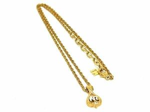 ■美品■ NINA RICCI ニナリッチ ロゴモチーフ ラインストーン ネックレス ペンダント アクセサリー レディース ゴールド系 DD7117