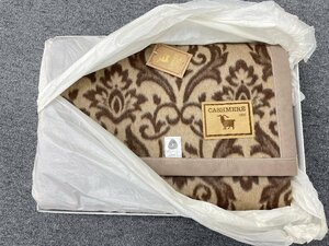 ・【未使用】三越 CASHIMERE カシミヤ １００％ 毛布 ブラウン 日本製 日本毛布工業 WOOL 140×200cm 寝具