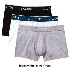 ※訳あり アウトレット LACOSTE(ラコステ)ショート ボクサーパンツ 3枚セット メンズ 下着 5H3389 black/white_silver(nua) Lサイズ