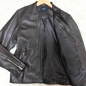 極美品 ビームス 【極上ラムレザー】 BEAMS HEART レザージャケット シングルライダース 革ジャン ブルゾン 羊革 ラムレザー ブラウン M 