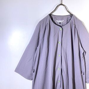 レトロ 古着 総柄 ベルト付き ロング ワンピース 薄紫 水玉 ドット 昭和 ヴィンテージ クラシカル モード vintage 匿名配送