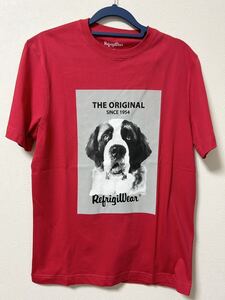 【新品タグ付】REFRIGIWEAR（リフリッジウエア）半袖Tシャツ/赤/Sサイズ/犬デザイン