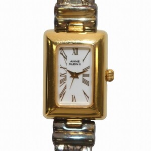 アンクライン ANNE KLEIN 腕時計 ウォッチ スクエア クォーツ ゴールド色 文字盤白 ホワイト /IR ■GY18 レディース