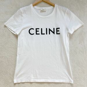 【美品・現行】 CELINE セリーヌ Tシャツ 半袖 ロゴ トップス カットソー ホワイト 白 レディース xs 
