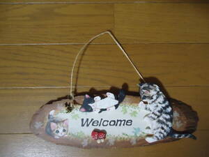 ♪作品整理♪トールペイント♪Welcome♪猫♪可愛い♪インテリア♪壁掛け♪完成品♪