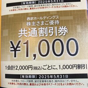 西武HD 共通割引券1000円5枚