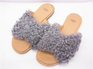 ◎ UGG ◎　アグ　ジョニ　フラットサンダル　クロスストラップ　23cm　シープスキン　グレー系　◎USED