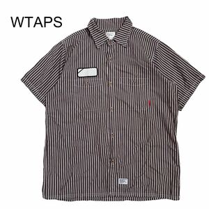 【WTAPS】00s ストライプ ワッペンワークシャツ M