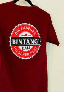 Wini COLLECTION　BALI　BINTANG BEER　ビンタンビール　プリント Tシャツ　ボルドー系　S