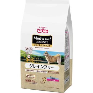 （まとめ買い）ペットライン メディコートアドバンス グレインフリー 1歳から チキン味 2kg(500g×4) 犬用フード〔×3〕