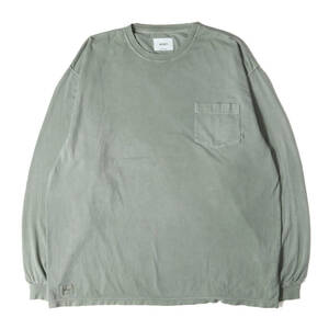 WTAPS ダブルタップス Tシャツ サイズ:XL / 21AW オーバーダイ加工 ロングスリーブ ポケット Tシャツ (BLANK 01 LS) / オリーブドラブ