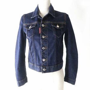 美品△正規品 DSQUARED2 ディースクエアード 19AW S75AM0704 ロゴボタン付き ショート丈 デニムジャケット Gジャン インディゴブルー 36