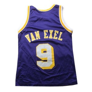 NBA! 90s USA製 Champion チャンピオン Los Angeles Lakers レイカーズ VAN EXEL ゲームシャツ ユニフォーム パープル 紫 36 レディース?