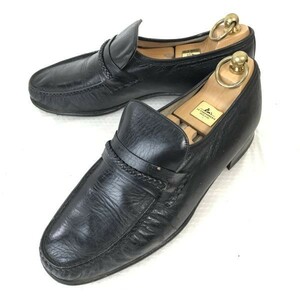 60s-70s?/ビンテージ☆Jarman MOCCASIN/ジャーマン☆本革/ローファー/モカシン【24.5EE/黒/BLACK】スリッポン/ビジネス/dress shoes◎bF-93