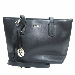 フルラ FURLA リンダ LINDA 2WAY ショルダーバッグ ハンドバッグ サッチェル レザー Fチャーム 黒 ブラック IBO54