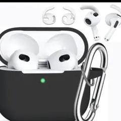 Airpods 3　第三世代　シリコンカバー　ケース　イヤーフック付き　黒