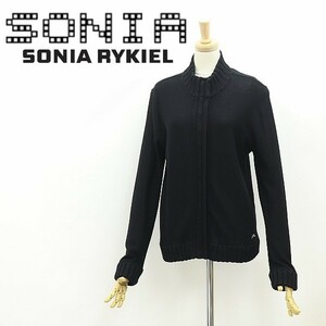 ◆SONIA RYKIEL ソニアリキエル ラインストーン コットン ニット カーディガン 黒 ブラック 40