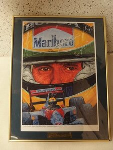 0430088s【Ayrton.Senna.da.Silva アイルトンセナ リトグラフ 額装品】作家サインあり/マクラーレン/40×51cm/中古品