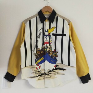 90S　CASTELBAJAC　カステルバジャック　長袖シャツ　総柄　船　シップ　マルチカラー　