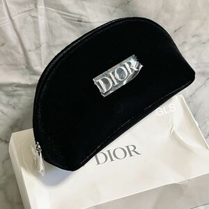 レア 未使用本物 Christian Dior ポーチ ベロア ノベルティ ブラック 黒 2022 限定 化粧ポーチ 小物入れ メイクポーチ ラウンド