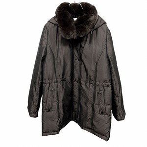 DAKS LONDON ダウンジャケット ポリ100%(詰物：ダウン90%＋フェザー10%/ファー：レッキスラビット) 13ABR XL ダークブラウン レディース