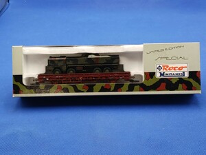 ★送料無料 即決有★ Roco Minitanks 809 HO Gauge DB Flat Wagon with Bundeswehr MAN 10t Truck Load