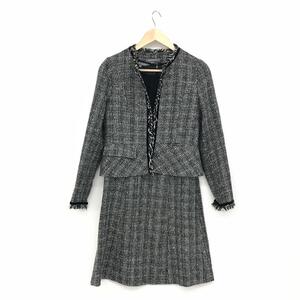 良好◆LAURA ASHLEY ローラアシュレイ セットアップ 9◆ ブラック ツイード レディース 上下セット