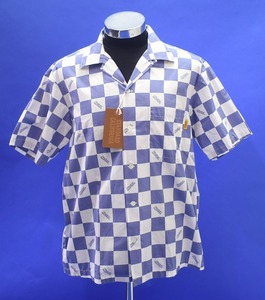 STANDARD CALIFORNIA （スタンダードカリフォルニア ）SD Checker Shirt チェッカーシャツ BLUE M 半袖 S/S 市松模様 総柄 開襟 日本製