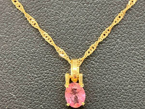 K18 ダイヤモンド0.01ct 40cm 1.9g ネックレス 色石付 ピンク ゴールド