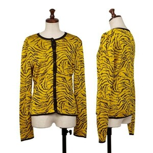 ジャンニヴェルサーチGIANNI VERSACE ジャガードニットカーディガン 黄黒M位