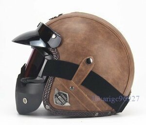 Y232☆おしゃれジェットヘルメット ハーフヘルメット メンズ レディース レトロハーレー ヘルメットバイザー対応マスク対応軽量