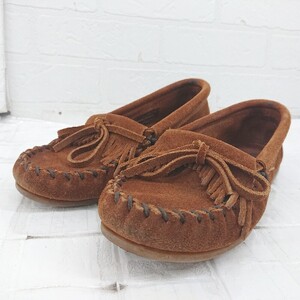 ◇ Minnetonka ミネトンカ 2402 フリンジ モカシンシューズ サイズ2 キャメル レディース E