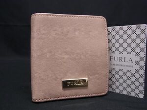 ■美品■ FURLA フルラ レザー 二つ折り 財布 ウォレット 札入れ 小銭入れ カード入れ レディース ピンクベージュ系 DE6611