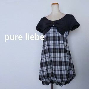 ◇新品未使用　pure liebe　チュニックワンピース　半袖　チェック柄　リボン　M　