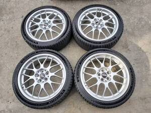 BBS RG747 PCD100-5穴 7.5J-OFF49 超バリ山 2023年製ミシュランパイロットスポーツ5 225/40R18 インプレッサ レガシィ 86 BRZ プリウス