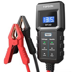 TOPDON BT20 バッテリーテスター、 自動車バッテリーチェッカー 、12V 鉛蓄電池用 バッテリー負荷テスター (範囲10V ～ 20V)