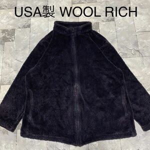 USA製 WOOL RICH フリース ジャケット ジップアップ ノルディック柄 アメリカ製 パープル ウールリッチ レディース サイズL相当 玉FS1032