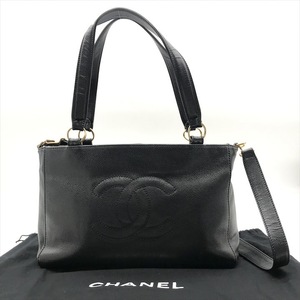 CHANEL シャネル レディース バッグ 2WAY キャビアスキン ショルダー ハンド トート バッグ ココマーク ブラック a3031