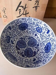 手渡し可・格安！お薦めです！ ★【染付印判 大鉢】★口径30.5cm 高さ15.5cm