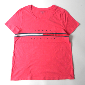 トミーヒルフィガー TOMMY HILFIGER RELAXD FIT コットン100% ロゴ入クルーネックTシャツ L ピンク m0514-12