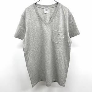 ミスタージェントルマン MISTER GENTLE MAN ポケットTシャツ カットソー 無地 ポケットにロゴタグ Vネック 半袖 綿100% XL 杢グレー メンズ