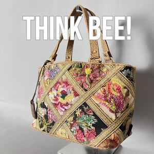 ★１円スタート★定3万 Think Bee! シンクビー！ オペラハウス 総柄 花柄 ハンドバッグ ビーズ スパンコール 公式HP完売品