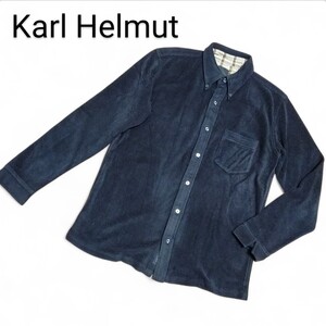 ★ karl Helmut カールヘルム フリース シャツ 黒 長袖 ボタンダウン ★D64