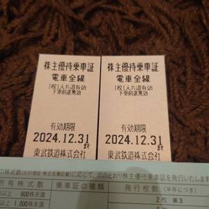 送料無料★東武鉄道株式会社★株主優待乗車証★2024年12月31日まで★2枚セット